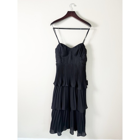 NWT Lulus Cascading Crush Black Tiered Bustier Midi Dress Large - Picture 8 of 15